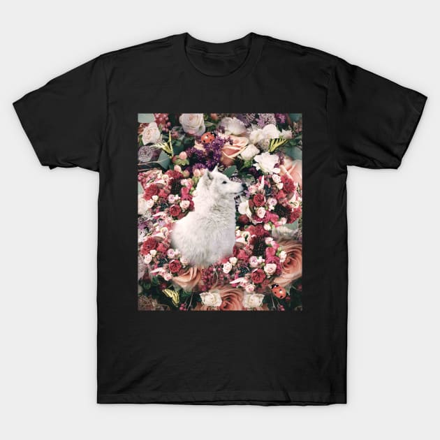 Cute Floral Wolf Flower T-Shirt by Random Galaxy